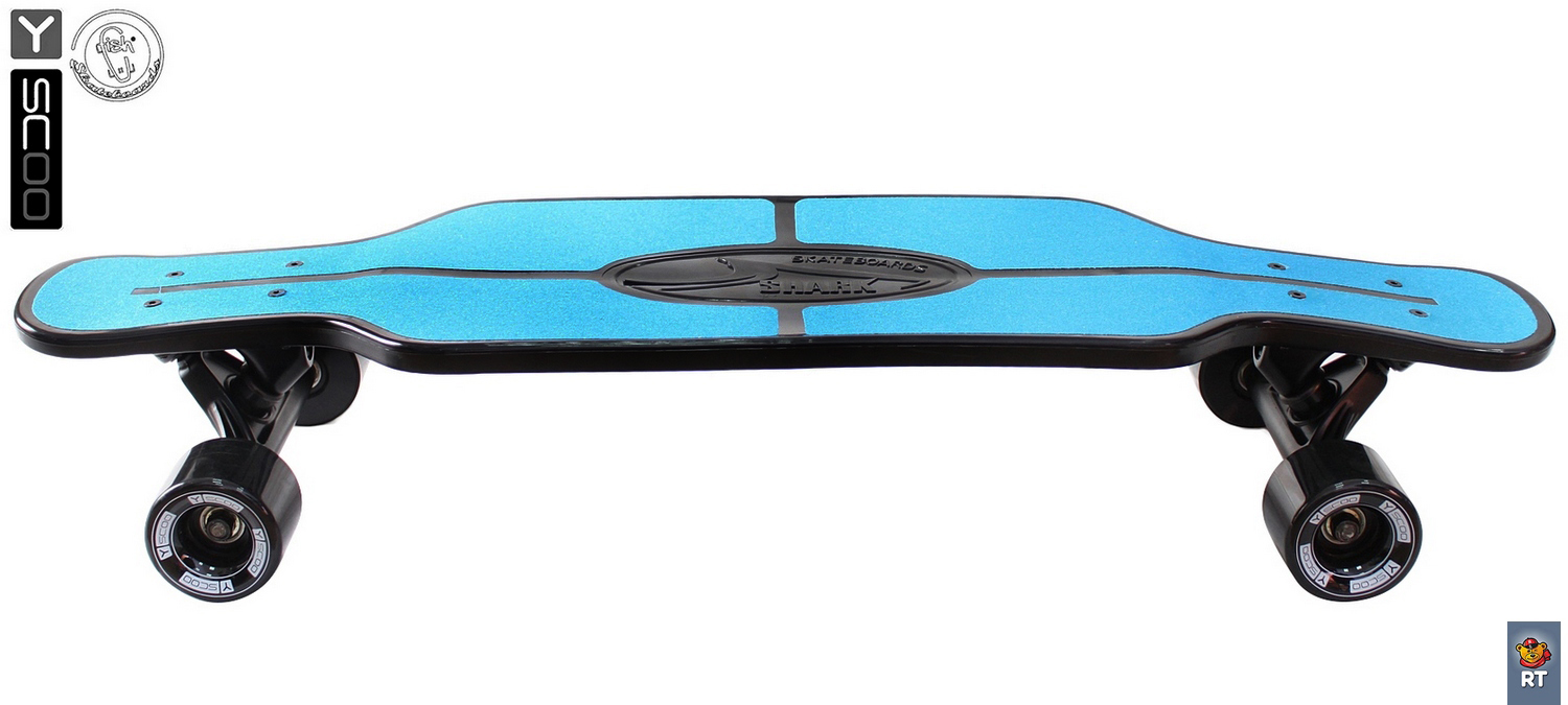 Скейтборд пластиковый Y-Scoo Longboard Shark Tir 31" 408-B с сумкой, черно-синий  